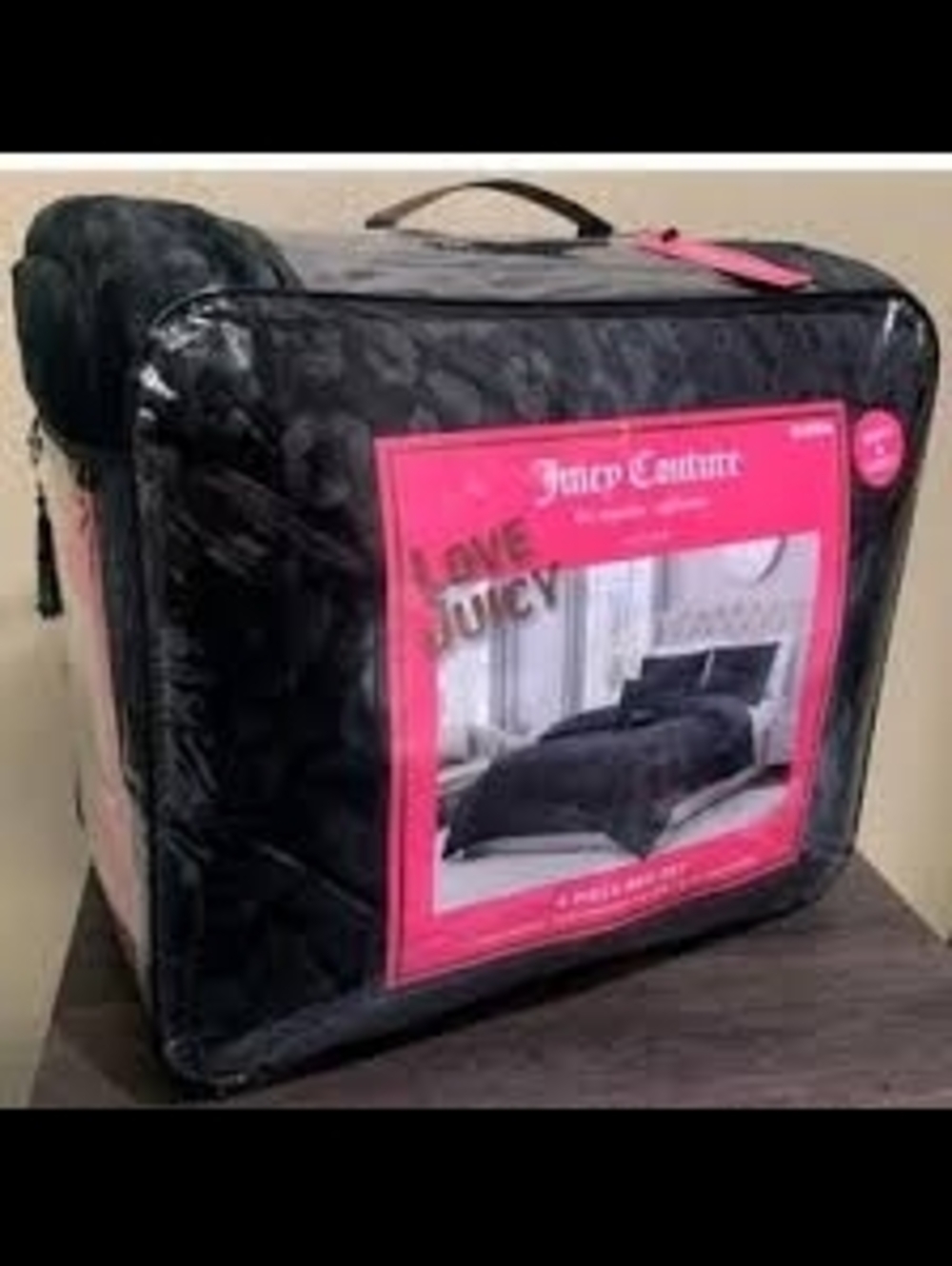 Juicy Couture Black Microfiber Suede Comforter  Bundle Set